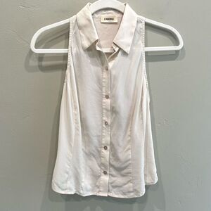 NWT L’AGENCE Cream White Button Down Sleeveless Top